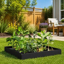 Raised Garden Bed Planter Black Steel Outdoor Flowers Vegetables Herbs Growing