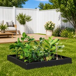 Garden Raised Bed Planter 100x100x26cm Anthracite Steel Outdoor Flowers