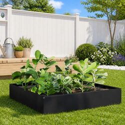 Raised Garden Bed Black Steel Outdoor Planter Flower Vegetable Box