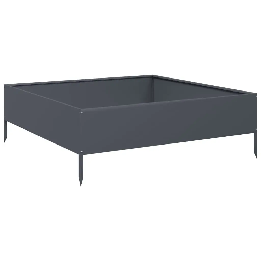 Steel Raised Garden Bed Planter Open Bottom Anthracite 100x100x33.5cm Outdoor Flowers