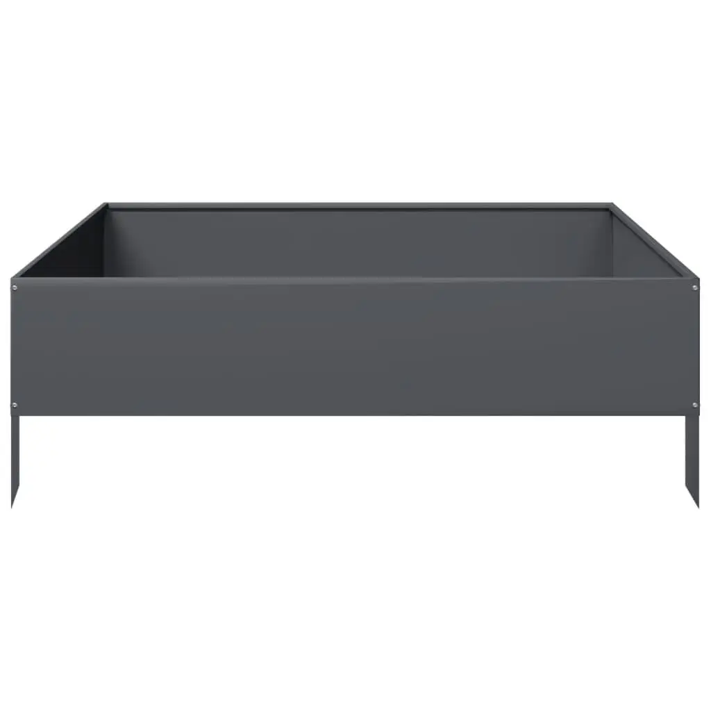 Steel Raised Garden Bed Planter Open Bottom Anthracite 100x100x33.5cm Outdoor Flowers