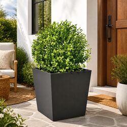 Garden Planter Black Steel 50x50x50cm Outdoor Pots Flowers Vegetables Herbs