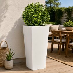 Garden Planters 2 pcs White 35x35x75 cm Steel Outdoor Pots Flowers Plants Decor