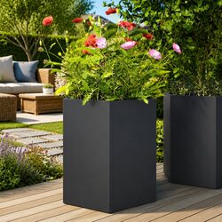Garden Planters 2 pcs Hexagon Anthracite Raised Outdoor Flower Planter Pot