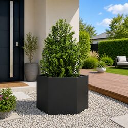 Garden Planter Hexagon Black Raised Bed Outdoor Flowers Plants Steel 69x60x45cm