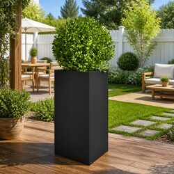 Garden Planter Triangular Black Steel 50x43x75cm Outdoor Pots Flowers Plants