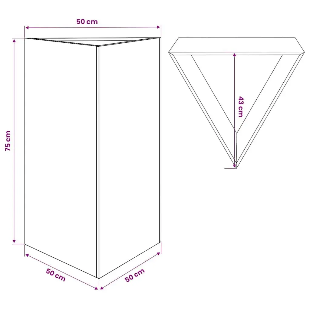 Garden Planter Triangular Black Steel 50x43x75cm Outdoor Pots