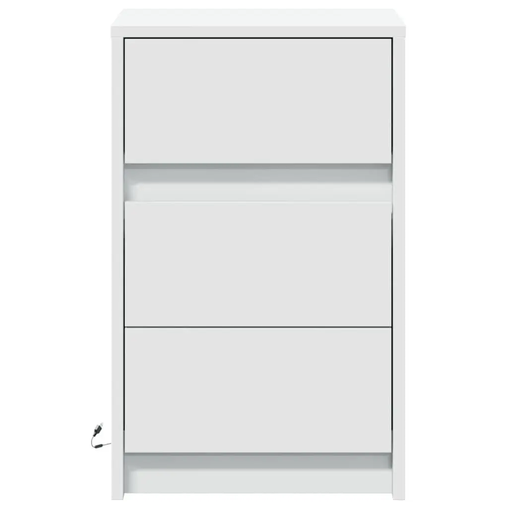 Bedside Cabinet with RGB LED Lights Engineered Wood White