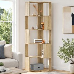 Corner Bookcase 5-Tier Sonoma Oak Engineered Wood Storage Display Shelf