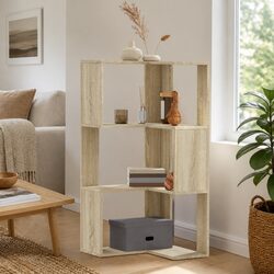 Corner Bookcase 3-Tier Storage Shelf Compact Display Unit for Living Room