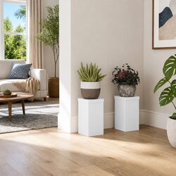 Plant Stands 2 pcs White 10x10x18 cm Engineered Wood Flower Pot Display