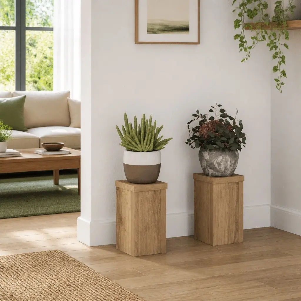 Plant Stands Engineered Wood Brown 10x10x18 cm 2 Piece Flower Pot Display