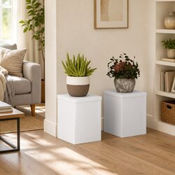 Plant Stands 2 pcs White 15x15x20 cm Engineered Wood Flower Pot Display