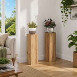 Plant Stands 2 Pieces Brown Engineered Wood 17x17x60 cm Flower Pot Display