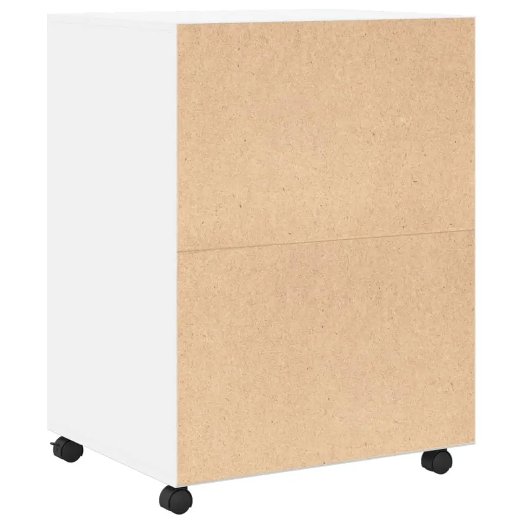 Rolling Cabinet White Storage Organizer Mobile Shelves Doors Wheels