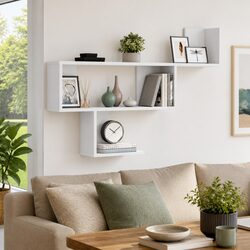 Wall Shelf White 100x15x70 cm Floating Storage Display Engineered Wood