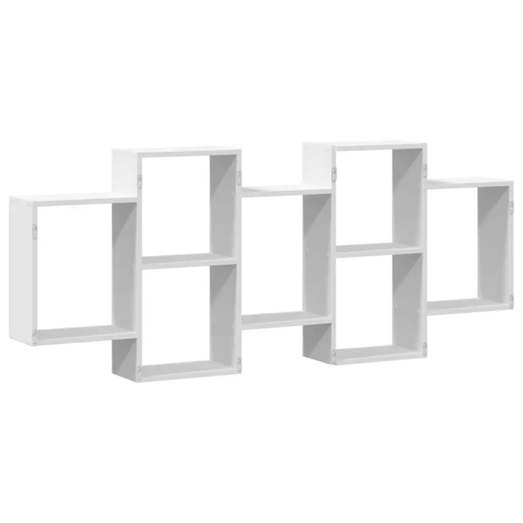 Wall Shelf Floating Display Storage Organiser 159x18x65 cm White Engineered Wood