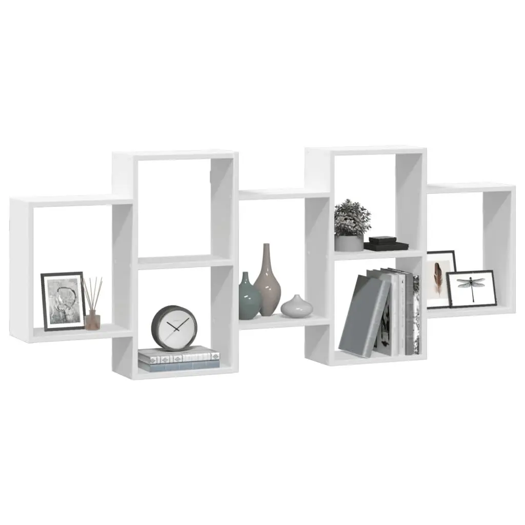 Wall Shelf Floating Display Storage Organiser 159x18x65 cm White Engineered Wood