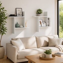 Wall Shelves 2 pc White 50x12x50 cm Floating Storage Display Organiser