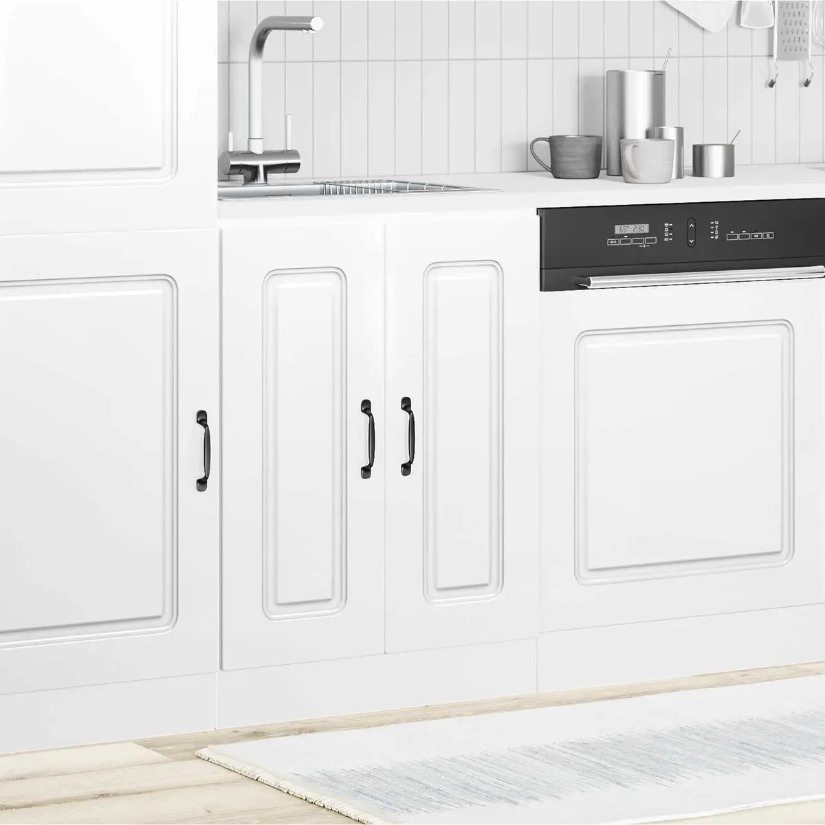 Sink Base Cabinet White Kitchen Storage Cupboard Engineered Wood 60x46x81.5cm