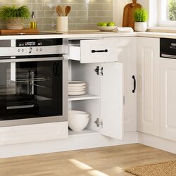 Kitchen Base Cabinet White High Gloss Engineered Wood Storage Cupboard Unit