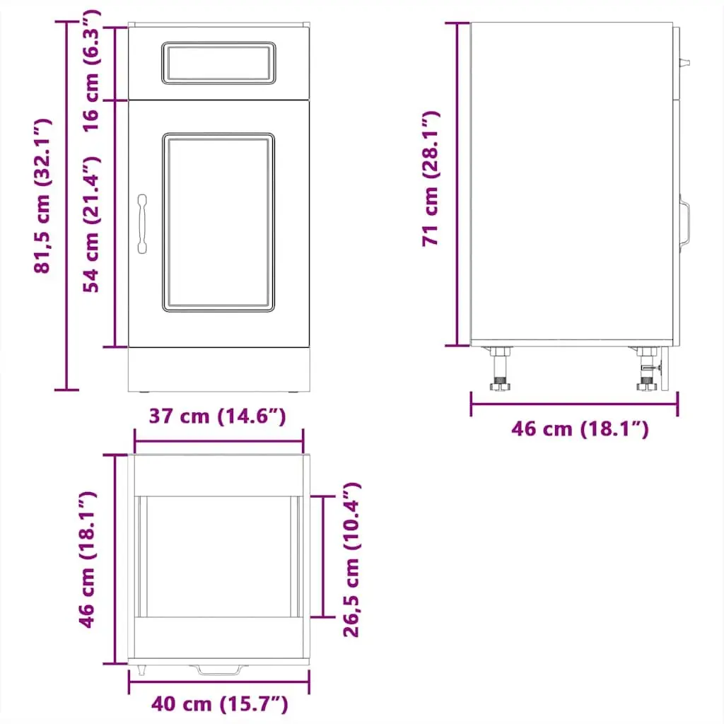 Kitchen Cabinet White Storage Unit Engineered Wood Adjustable Feet Door