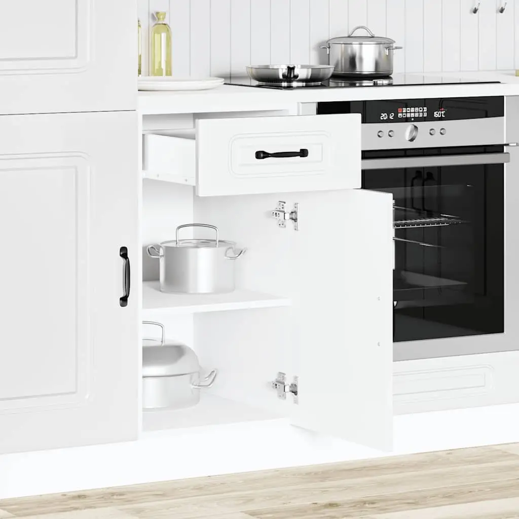 Kitchen Cabinet White Storage Unit Engineered Wood Adjustable Feet Door