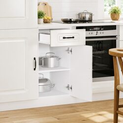 Kitchen Base Cabinet White High Gloss Engineered Wood Storage Cupboard Door