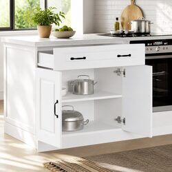 Kitchen Base Cabinet White High Gloss Engineered Wood Storage Cupboard Organiser