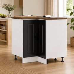 Kitchen Corner Base Cabinet Black Engineered Wood Storage Cupboard Furniture