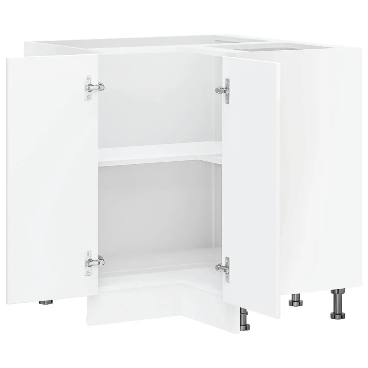 Kitchen Cabinet White High Gloss Engineered Wood Corner Base Storage Cupboard