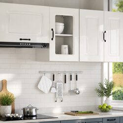 Kitchen Wall Cabinet Glass Door White High Gloss Engineered Wood Storage