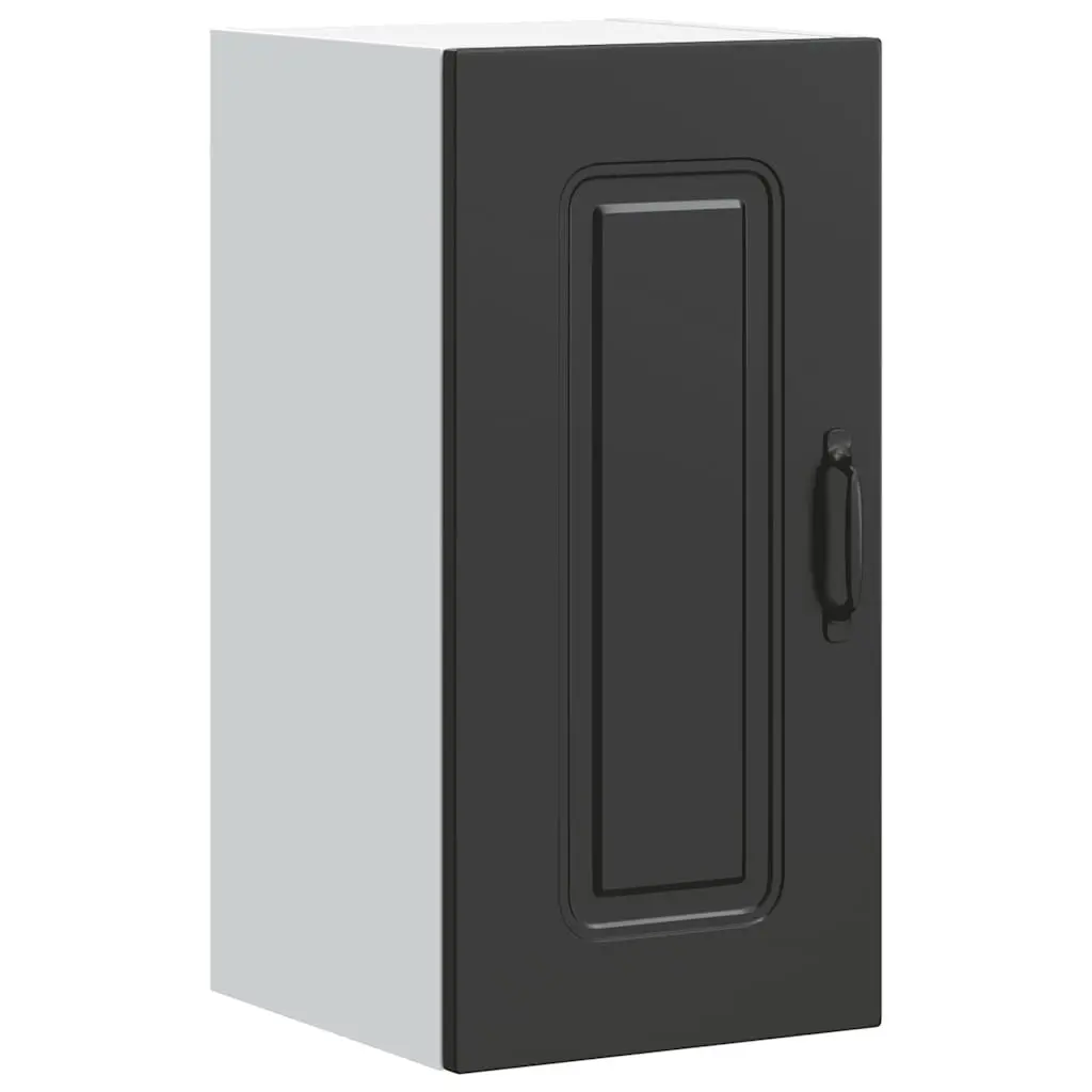 Kitchen Wall Cabinet Black Engineered Wood Storage Cupboard Organiser Unit