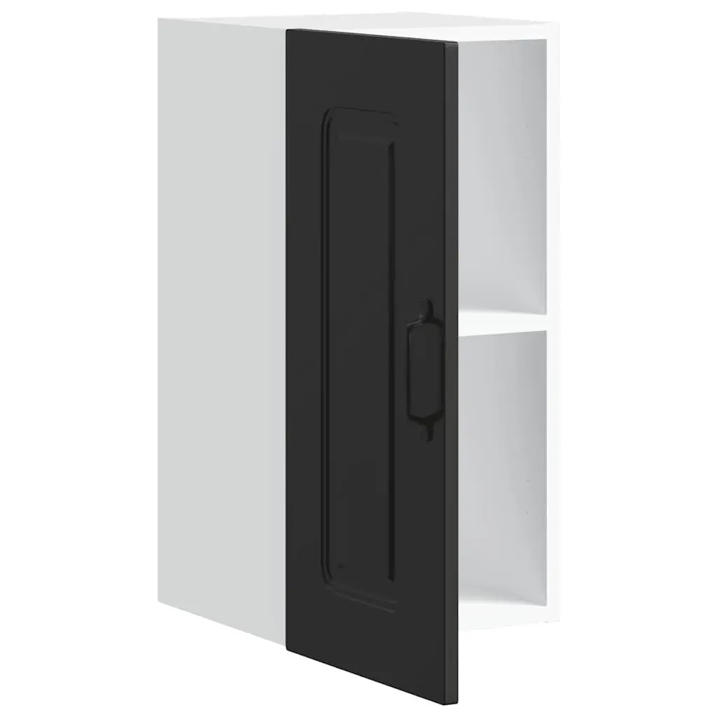 Kitchen Wall Cabinet Black Engineered Wood Storage Cupboard Organiser Unit