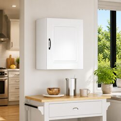 Kitchen Wall Cabinet Storage Organiser White Engineered Wood with Door