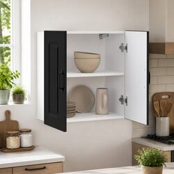 Kitchen Wall Cabinet Black Storage Cupboard Engineered Wood Bedroom Hallway