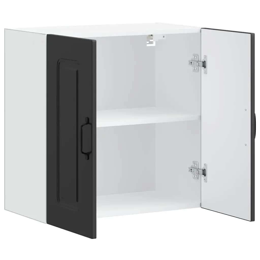 Kitchen Wall Cabinet Black Engineered Wood Storage Cupboard