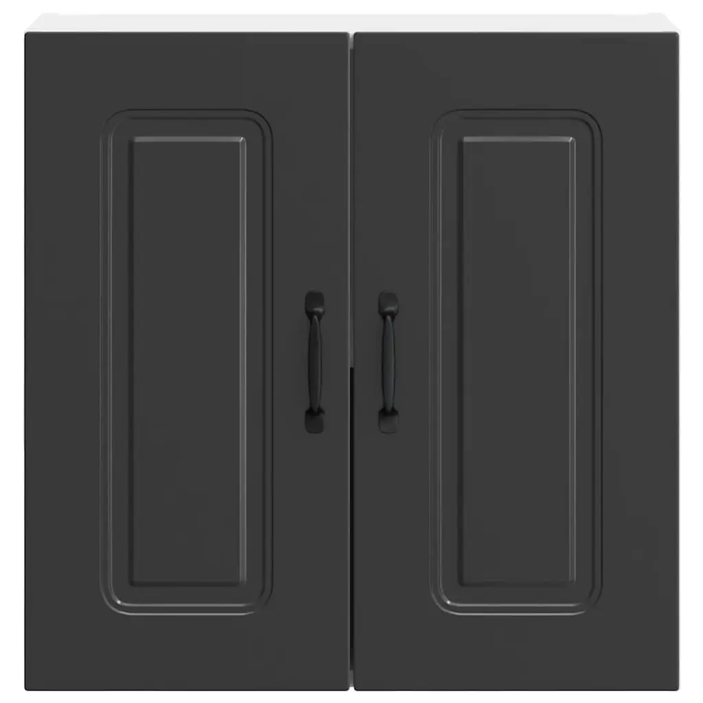 Kitchen Wall Cabinet Black Engineered Wood Storage Cupboard