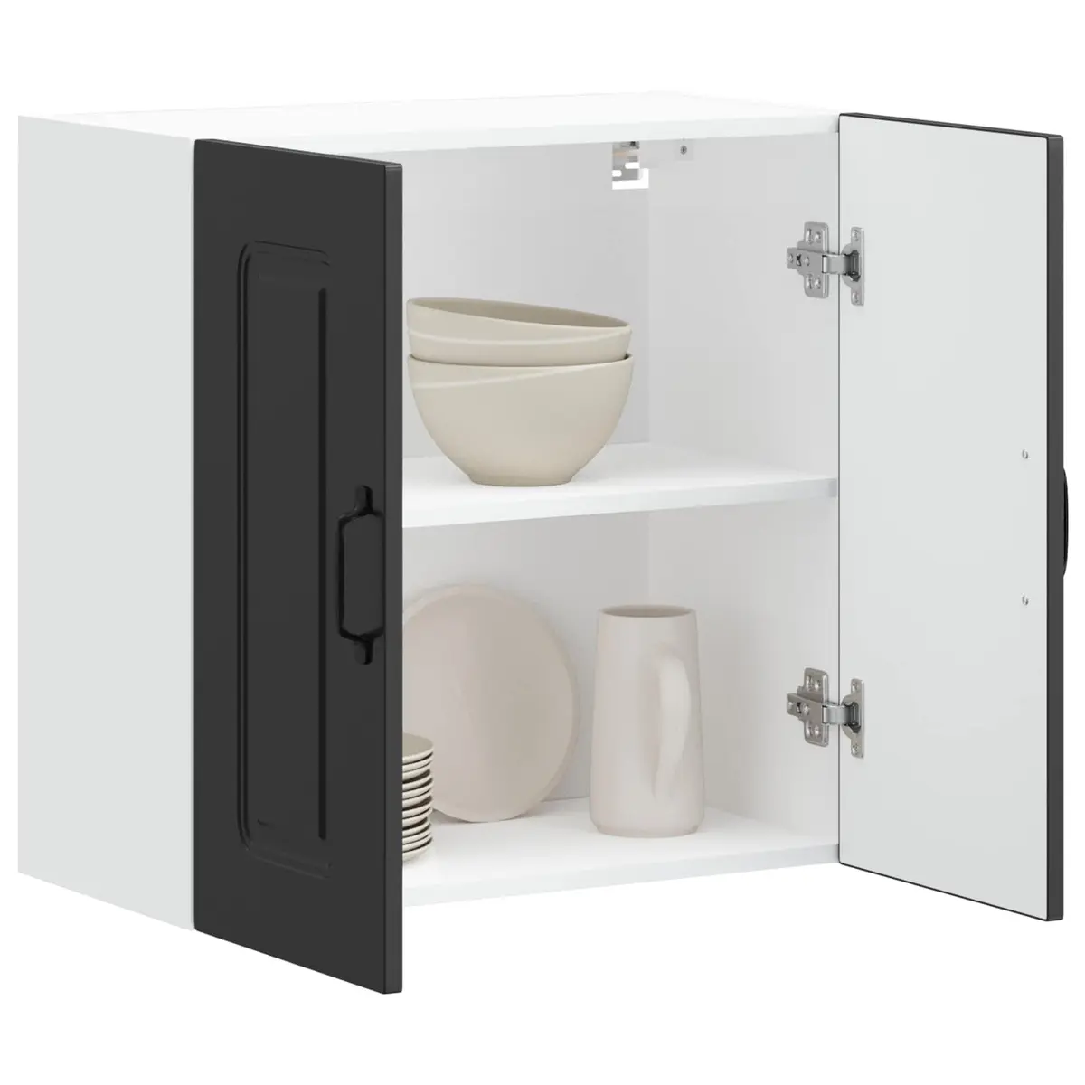 Kitchen Wall Cabinet Black Engineered Wood Storage Cupboard