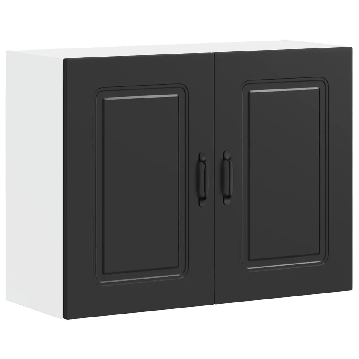 Kitchen Wall Cabinet Black Engineered Wood Storage Organizer with Door