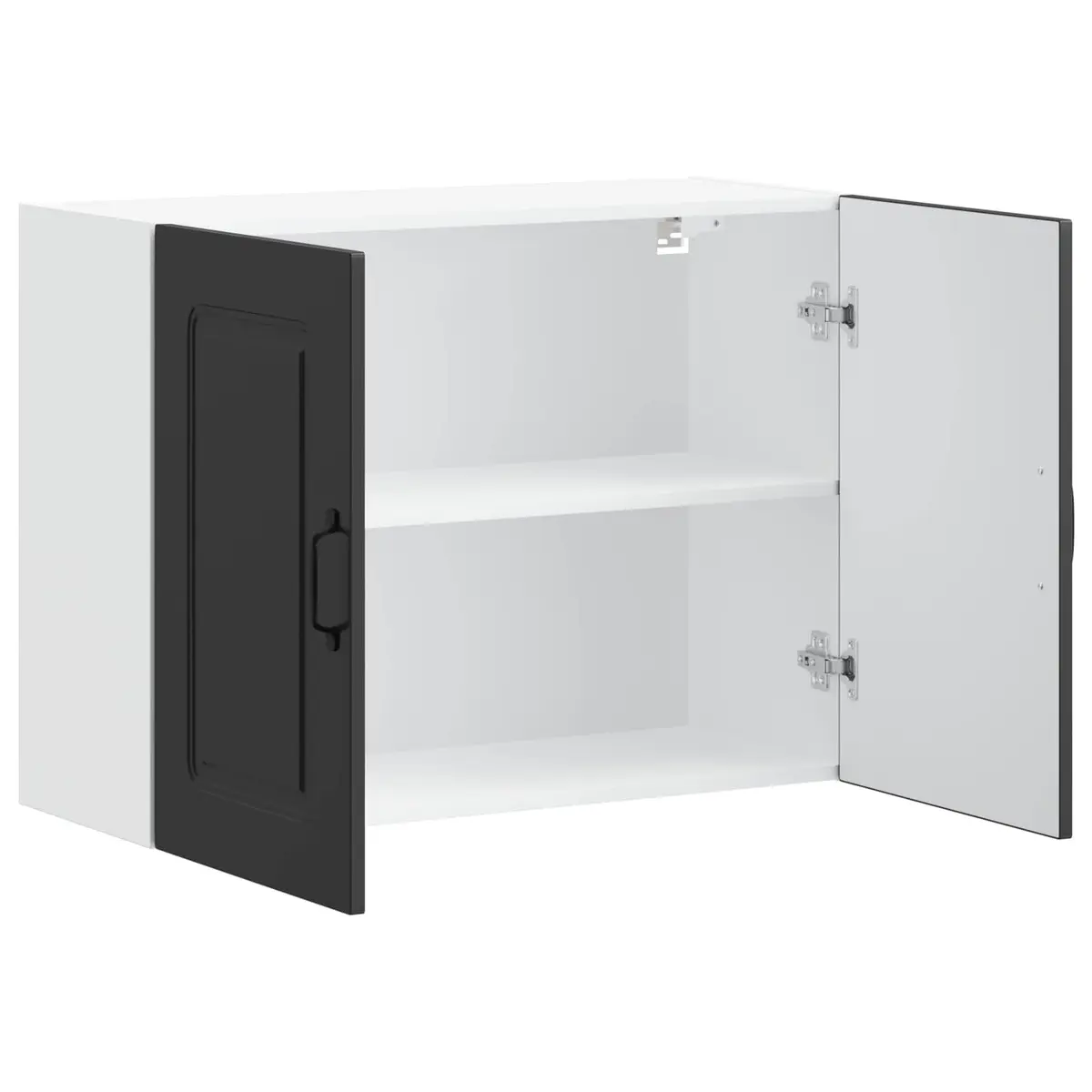 Kitchen Wall Cabinet Black Engineered Wood Storage Organizer with Door