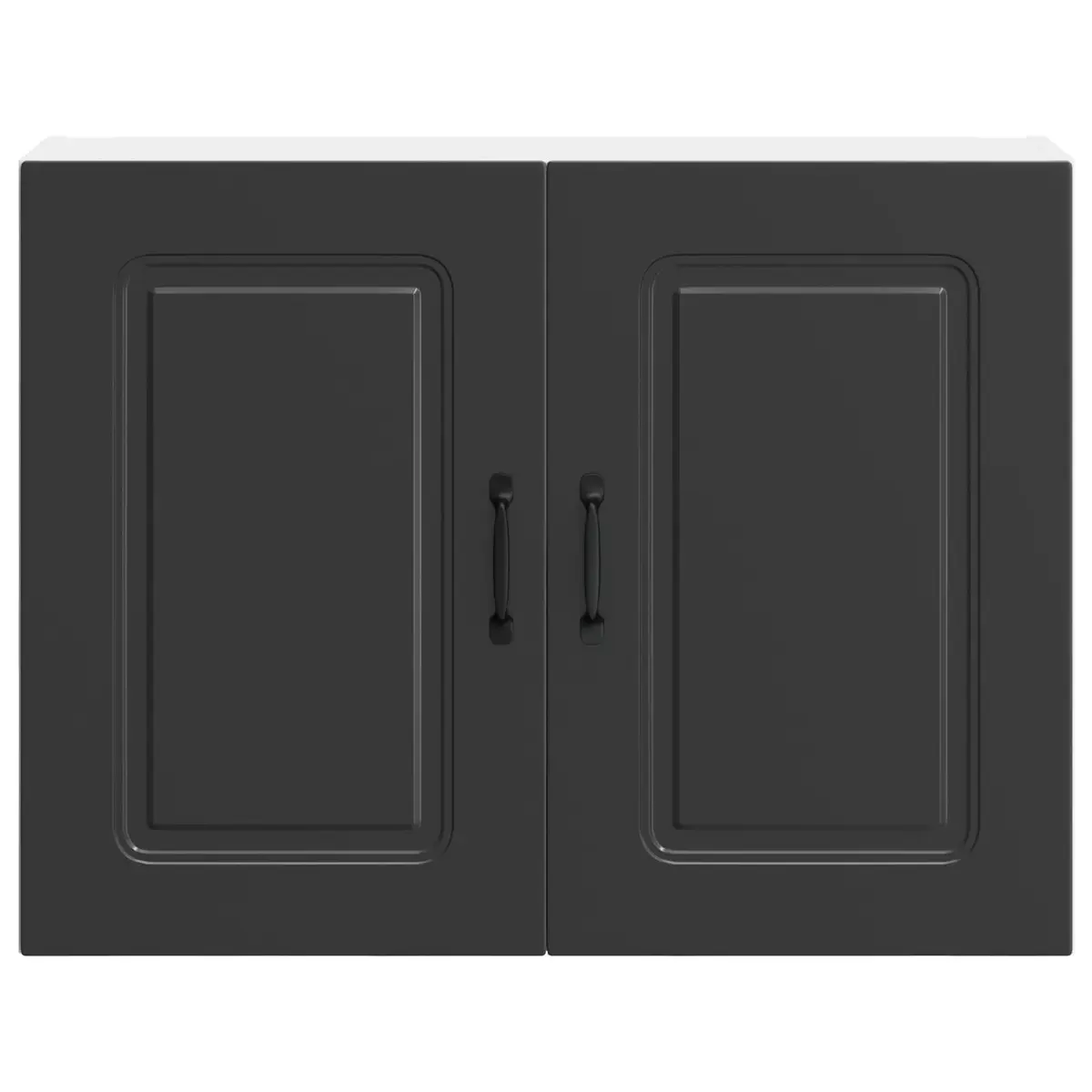 Kitchen Wall Cabinet Black Engineered Wood Storage Organizer with Door