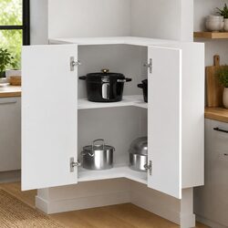 Kitchen Wall Corner Cabinet White Engineered Wood Storage Organiser Home