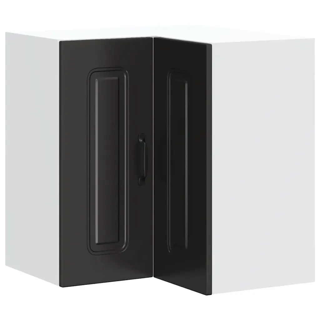 Kitchen Wall Corner Cabinet Black Engineered Wood Storage Organizer