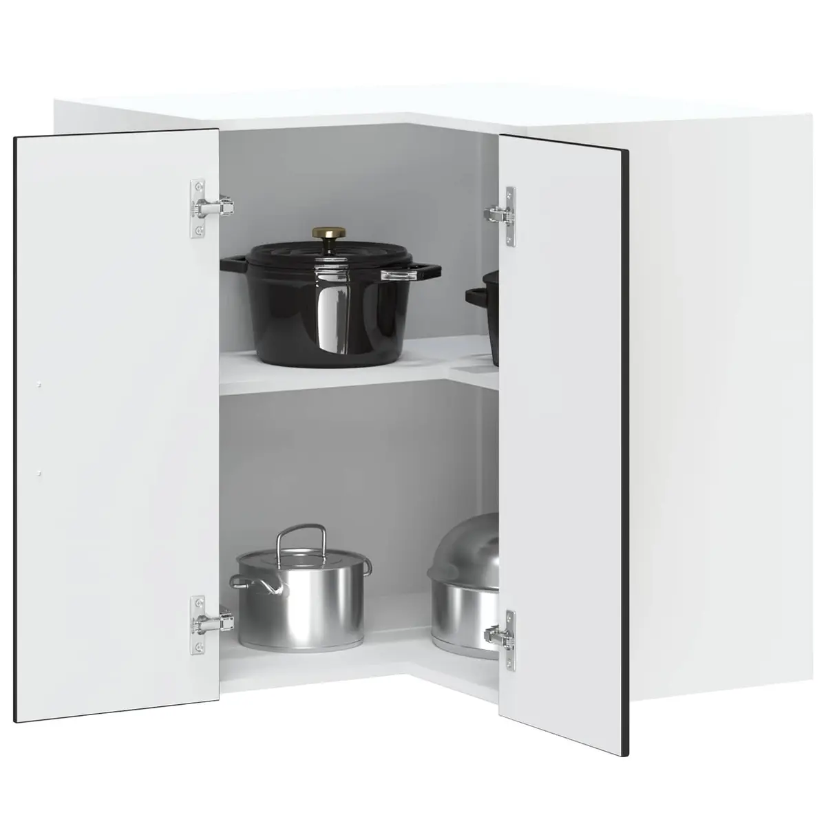 Kitchen Wall Corner Cabinet Black Engineered Wood Storage Organizer