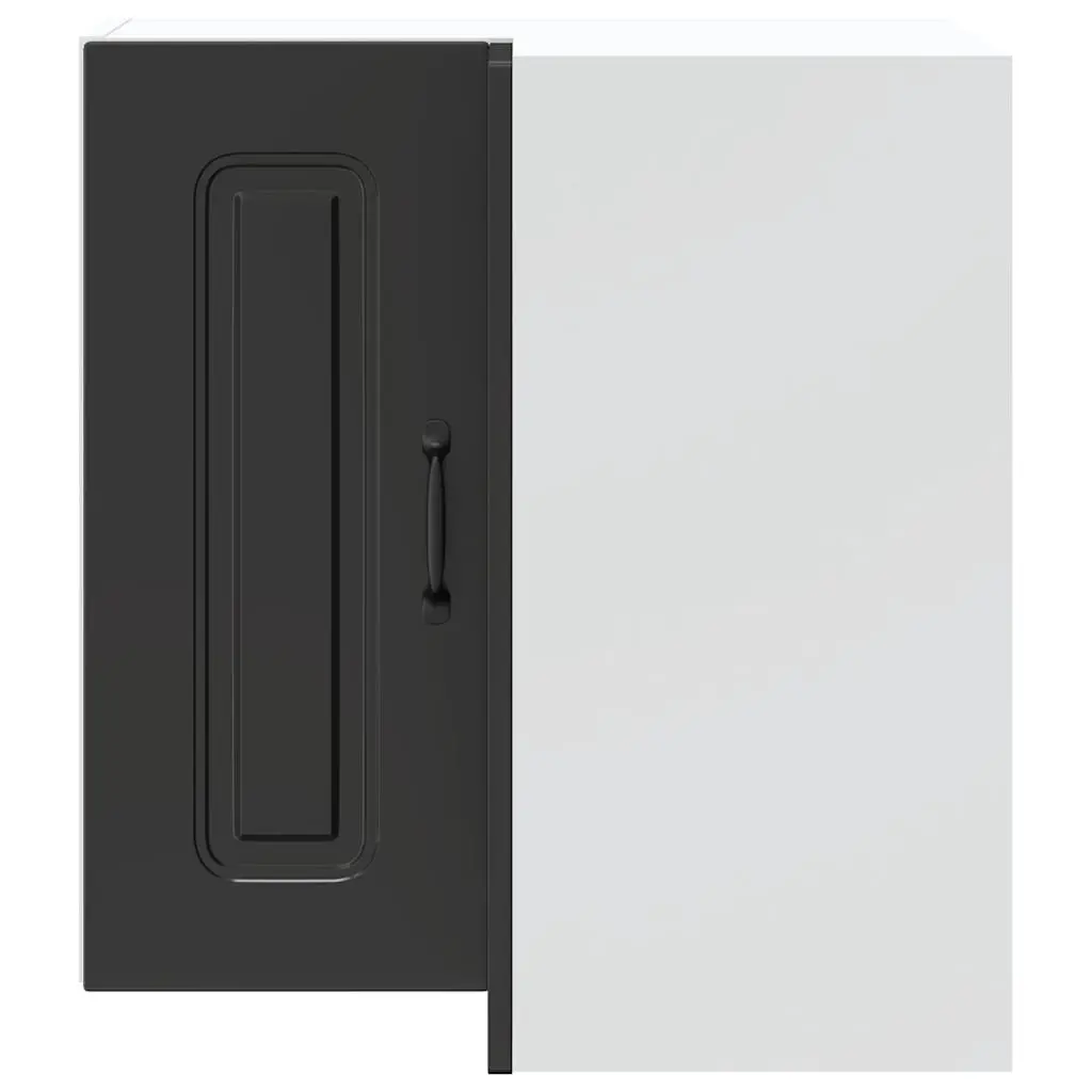 Kitchen Wall Corner Cabinet Black Engineered Wood Storage Organizer