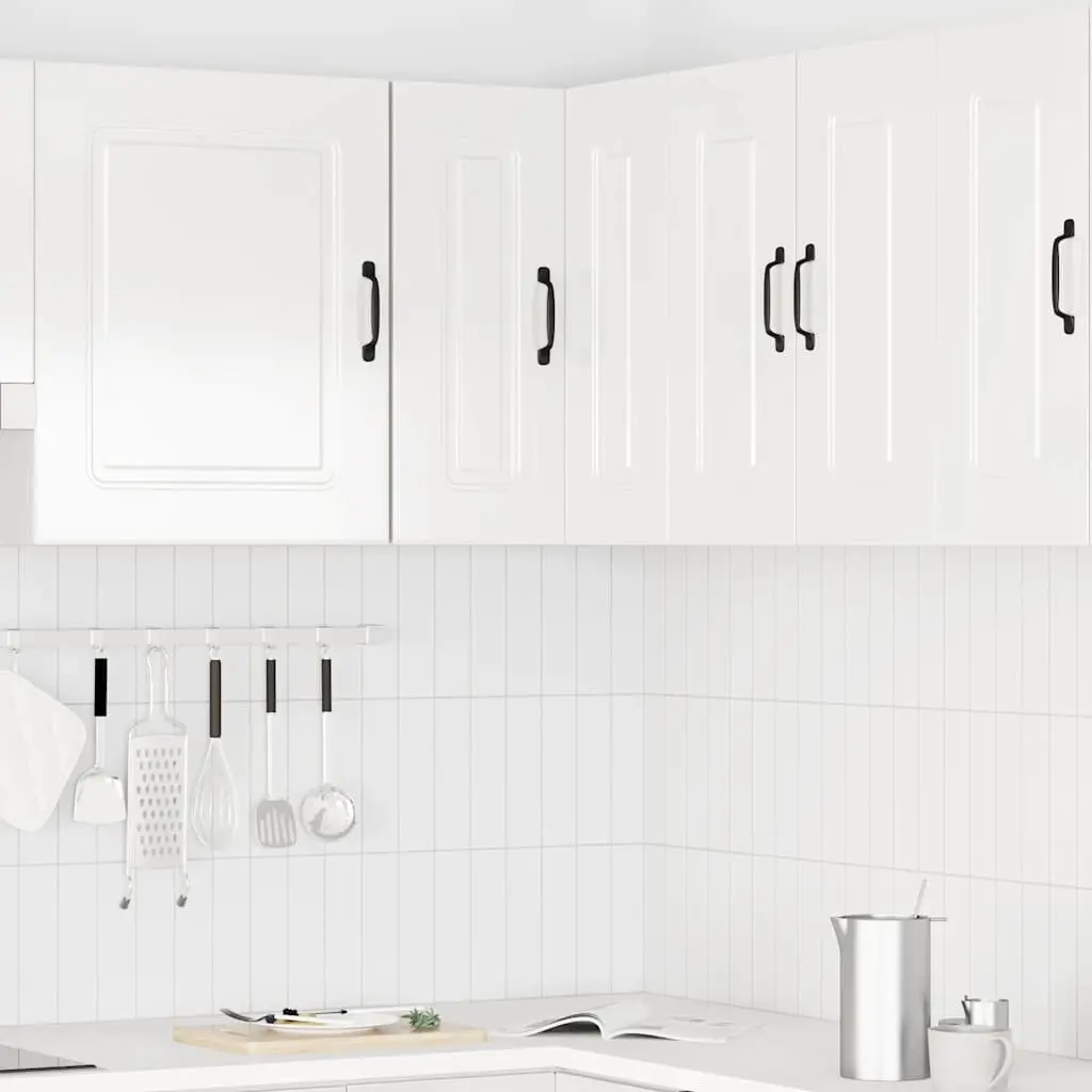 Kitchen Cabinet White High Gloss Engineered Wood Wall Mounted Corner Storage Cupboard