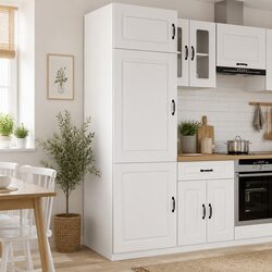 Kitchen Cupboard Storage Cabinet White Engineered Wood Adjustable Feet Organizer