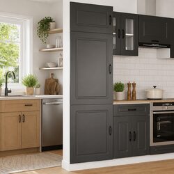 Kitchen Cupboard Black Storage Cabinet Engineered Wood Adjustable Feet Doors