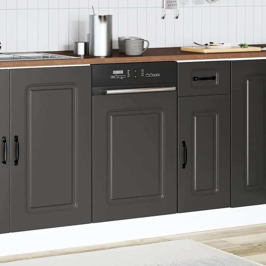 Dishwasher Panel Black Engineered Wood 45x1.5x57cm Kitchen Cabinet Front Cover